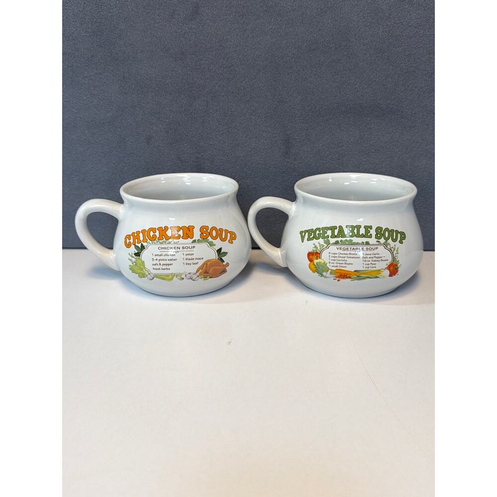 Dat'l Do It Vegetable Soup Chicken Soup Recipe Mugs Bowls Cups Handles Set Of 2
